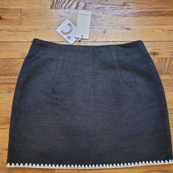 116. Nwt Commense Embroidered Trim Mini Skirt Chic Black Mini Skirt Size Medium - Picture 3 of 12